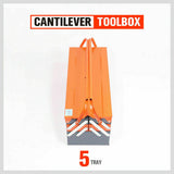 5-Tray Steel Cantilever Tool Storage Box Portable Parts Organiser Carry Holder V465-62211