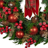 Christabelle Stunning 71cm Christmas Wreath Lush Red Baubles Berries Pine Cones and Bow Front D 112_GUE509