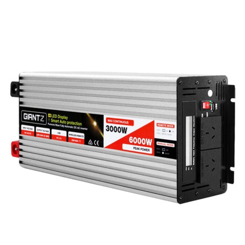 Giantz Power Inverter 3000W or 6000W Pure Sine Wave 12V-240V Camping Boat Caravan INVERT-P-3000W-SL