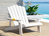 Gardeon Outdoor Chairs HDPE Adirondack Beach Chair Sun Lounge Patio Furniture Garden white FF-BEACH-HE-WH