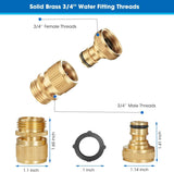 Garden Hose Quick Connector Set Solid Brass No Leak 3/4 Inch Thread Water Fitting for Garden V1189-LC-LY-00127