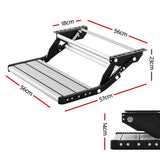 Weisshorn Manual Pull Out Caravan Step Folding RV Entry Stair 200KG Capacity Non-Slip Aluminium STEP-CV-1S-FOLD-SI