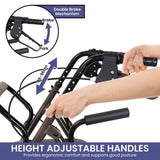 Orthonica Foldable Steel Frame Rollator Walker - Grey FRW-MAS-01L-GY