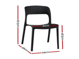 Gardeon 4PC Outdoor Dining Chairs Stackable PP Patio Chair Garden Furniture Black ODF-CHAIR-PPTX14-BK-4X