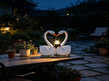 Swan Garden Statue, with Solar Hanging Lantern Light, Romantic Swan Couple Outdoor Solar Lights V1369-AZ3-W-09958