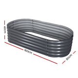 Green Fingers Garden Bed 160X80X42cm Oval Planter Box Raised Container Galvanised GARDEN-OVAL-1608042