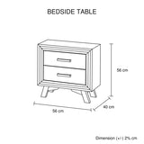 4 Pieces Bedroom Suite King Size Silver Brush in Acacia Wood Construction Bed, Bedside Table & V43-BDS-SSH-4PC-TBY-K