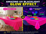 3Pcs Disposable Fluorescent Neon Table Cloths, Waterproof Plastic Rectangular Table Covers for Glow V1192-AZ-W-17464