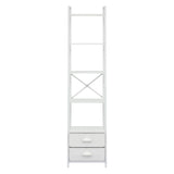 Artiss 5 Tier Bookshelf Ladder Bookcase with Fabric Drawers Display Rack White FUR-Z-DS-5TR-WH