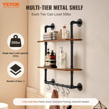 Industrial Pipe Shelf 2 Tier 24x7.87in Wall-Mount for Kitchen Bedroom V952-JSGZWJYGHMBH4NV3QV0