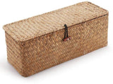Handwoven Wicker Storage Basket with Lid and 3 Compartments, Brown V1188-MS-731-018