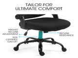FORTIA Ergonomic Office Desk Chair, Coolmesh Fabric, Adjustable Recline, Black Mesh/Black Frame V219-OFFOCRFOE5KA