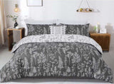 Floral Comforter Set, King Size, Black White Floral Pattern Reversible Bedding V745-MAB010384AJ3