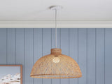 Natural Hand Woven Bamboo Dome Pendant Lamp Hanging Light Rattan Style V563-75186