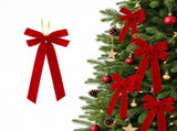 Jingle Jollys 12Pcs Red Velvet Christmas Bows Tree Decorations Xmas Decor XM-TR-BOW-12PCS-RD