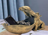 Desktop Ornament ,Hippo Statue Home Resin Hippopotamus Figurine Fun Candy Dish Key Bowl Big Mouth V1192-AZ-W-27854