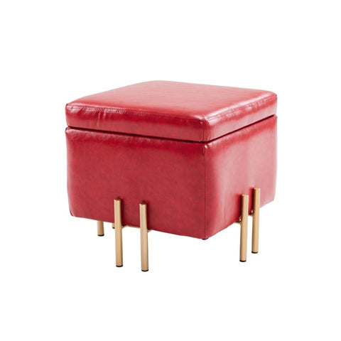Storage Ottoman Foot Stool Cube Tuffet Seat 45cm PU Leather RED V274-FT-GQ106-RD