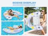 Daisy Inflatable Pool Floats 2-Pack Adults U-Shaped Lounge Chairs with Cup Holders, Portable V1107-DAISY INFLATABLE POOL FLOATS