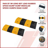 Pair of 1m Long 60T Load Rubber Speed Bump Hump Modular Speed Humps Road Hump V63-824161