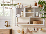 Artiss Floating Wall Shelf 6 Hooks Wall Mounted Storage Cubby Rack 73.5x74CM White FUR-U-WALL-01-WH