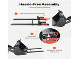 Pallet Forks, 1814 kg Clamp on Pallet Forks, 149 cm Total Length Heavy-Duty Tractor Fork with V952-TPHCKDJK60INXOZ1G001V0