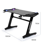 OVERDRIVE Gaming Desk, 120x60cm, Carbon Fiber Styling, LED Lights, Headset Hanger, Cup Holder, Cable V219-OVGDFF10A