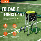 Foldable Tennis Ball Hopper, Holds 150 Tennis Balls, Lightweight Aluminum Alloy Tennis Ball Basket V952-KZDBXSWQTC1535M1IV0