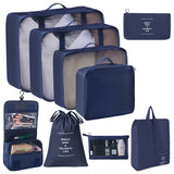 Portable Travel Clothes Organizer Set, 9 Pcs Packing Pouches With Hanging Wash Bag & Cosmetic Pouch, V1221-XM-LB2575-GM101