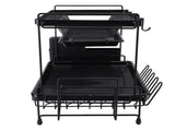 Dish Drying Rack 2 Layer Foldable Versatile Convenient Storage Dish Drainer Rack with Utensil Holder V1294-YM0710-3118230398711