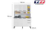 Free Standing White Flat Pack DIY Steel Kitchen Cupboard/Pantry with 8 Doors 2 Drawers - Florenca V1112-6000001768