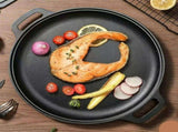 Large Double Handle Cast Iron Griddle Plate, Uncoated Thick Iron Pan for Big Batch Steak & BBQ V1221-XM-LB5313-ZS181