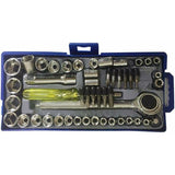 50 pcs 1/4" 3/8" Socket Wrench Set Reversible Ratchet Handle Drive 12 pcs Hexagon Screw Bits V1188-MS-227-2824