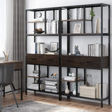 180Cm Tall Bookshelf With Drawers Industrial Bookcase W/ 6 Tiers Storage Shelves V767-JJ-XZ691-V1