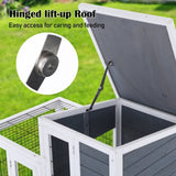 Rabbit Hutch Chicken Coop with Wheels 96.5 x 56 x 90.5cm 2 Storey Pet Cage Run HOPKINS V274-PET-RHPOLY29922-GY