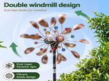 Gardeon Garden Windmill Metal Wind Spinner Solar Light Outdoor 190cmr Bronze GWM-190CM-FWSL-BZ