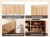 Artiss 180cm TV Unit Scalloped Entertainment Cabinet w/ Adjustable Shelves Wood FUR-Z-SCA-TV180-WD-AB