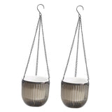 2Pcs Hang Planter Self Watering Grey Plastic with Drainage for Terrace and Patio Porch V1369-AZ3-W-15679