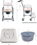 Mobile Shower Toilet Commode Chair Bathroom Aluminum Bedside Footrest Wheelchair V201-GBA0581WH8AU