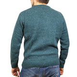 100% SHETLAND RAGG WOOL CREW Round Neck Knit JUMPER Pullover Mens Sweater Knitted - Sherwood - S V563-SW-CN-SHD-32-S