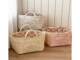 Boho-Chic Quilted Floral Storage Basket, 13"x11"x10 Quilted Fabric Storage Basket with Handles & V1366-AZ2-W-11590