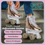 Circle Society Adjustable Quad Kids Roller Skates - Metallic Rose Gold Rhythm Skates BS-171362