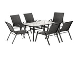 Gardeon 7PC Outdoor Dining Set Table and Chairs Patio Furniture Garden Bistro Set Black FF-DINING-120-7PCS-BK