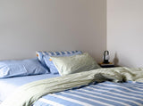 100% Cotton Duvet Quilt Cover Set w/ 2 Pillow Cases in Reversible Blue/Green/White Stripe - Single V563-BLUSTRP_DVT-SINGLE