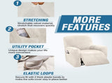 Velvet Stretch Recliner Couch Covers 4-Pieces Style Recliner Chair Covers Recliner Cover for V1258-DP02-F-628