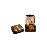 Vintage Mechanical Candle Box with Snuffer, Antique Brass & Wood Wind-Up Candle Holder, V1366-AZ2-W-24708