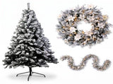 Christabelle Snow-Tipped Snowflocked Tree 61cm Snow Wreath Colonial with Lights 2.74m Garland S CMB-BXS211SN-WG