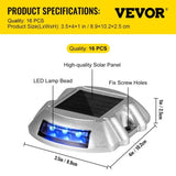 Driveway Lights 16-Pack, Solar Driveway Lights with Switch Button, Solar Deck Lights Waterproof, V952-TYNDD16JTBU000001V0