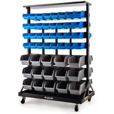 BAUMR-AG 94 Parts Bin Rack Storage System Mobile Double-Sided - Blue V219-STRBRKBMRAM94B