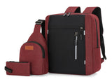 Red 3 Piece Mens Backpack Set with Sling Bag and Pouch USB Charging Port Large Capacity Laptop V888-ELOSUNG40689