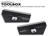 Under Tray Tool Box Underbody Pair Set 750mm Black Steel V379-UTRYBLKL7SET06